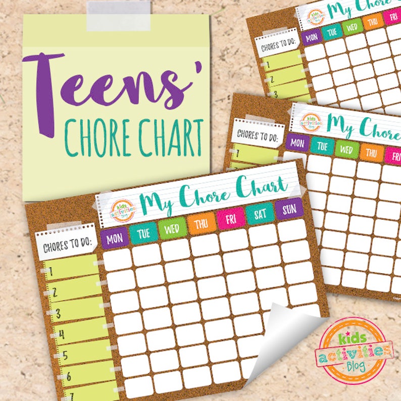 Printable Chore Chart For Teens Customizable Etsy