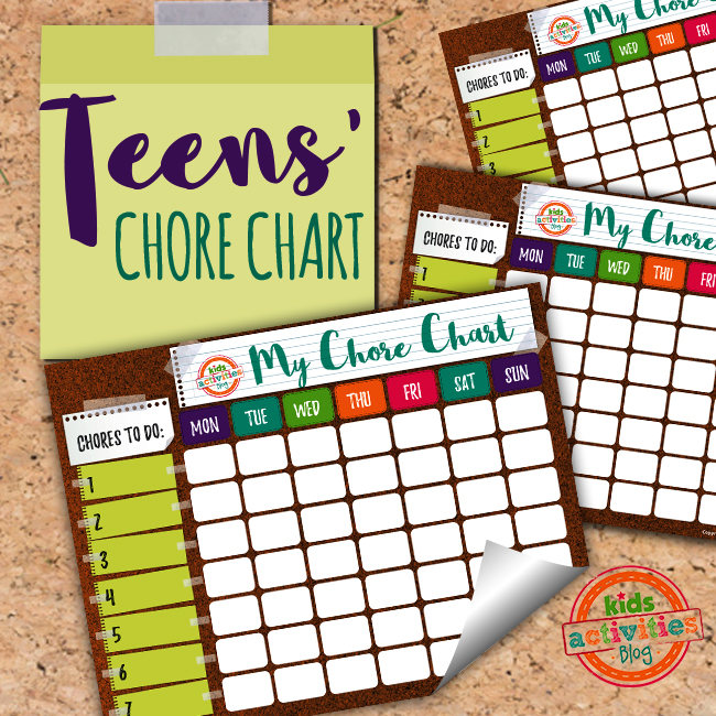 Printable Chore Chart for Teens - Customizable - Etsy