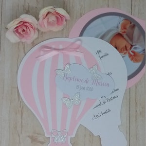 Balloon announcement 3 colors and personalized text + photo of your child
