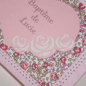 Livre d'or pour baptême, baby shower ou communion liberty coeur et oiseaux image 3