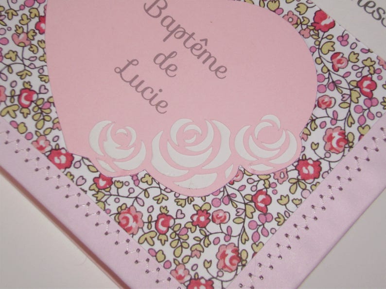 Livre d'or pour baptême, baby shower ou communion liberty coeur et oiseaux image 3