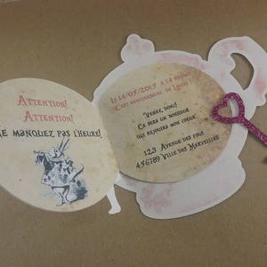 Faire-part Alice in wonderland, Alice au pays des merveilles avec enveloppe image 3