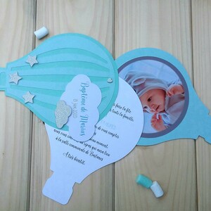Balloon announcement 3 personalized color and text shutters + photo of your child