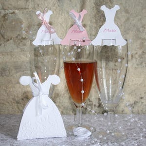 Lot de 10 marque place en forme de robe personnalisé pour baptême, communion, anniversaire image 2