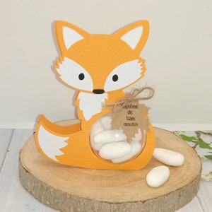 Lot of 5 containers with dragees type ball holder and its plexi ball on the theme of foxes, forest animals, wood animals