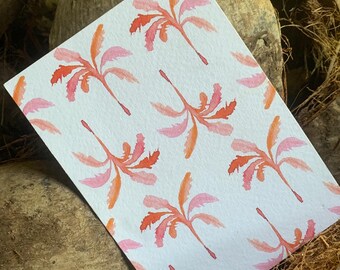 Palm tree pattern watercolor card | Travel card