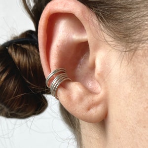 Stacking Sterling Silver Ear Cuff Sets, Minimalist Ear Cuff, Stackable Ear Cuff, Conch Faux Piercing, Conch Ear Cuff, No Piercing Conch Hoop