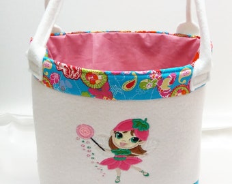 Kindergarten bag carrying bag with fairy appliqué embroidery strawberry berry colors