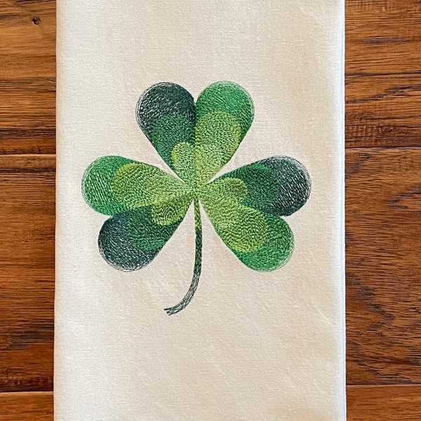 Embroidered tea towel, Kitchen towel, dish towel, Shamrock, St. Patrick’s Day decor, hostess gift, green kitchen towel, Irish towel