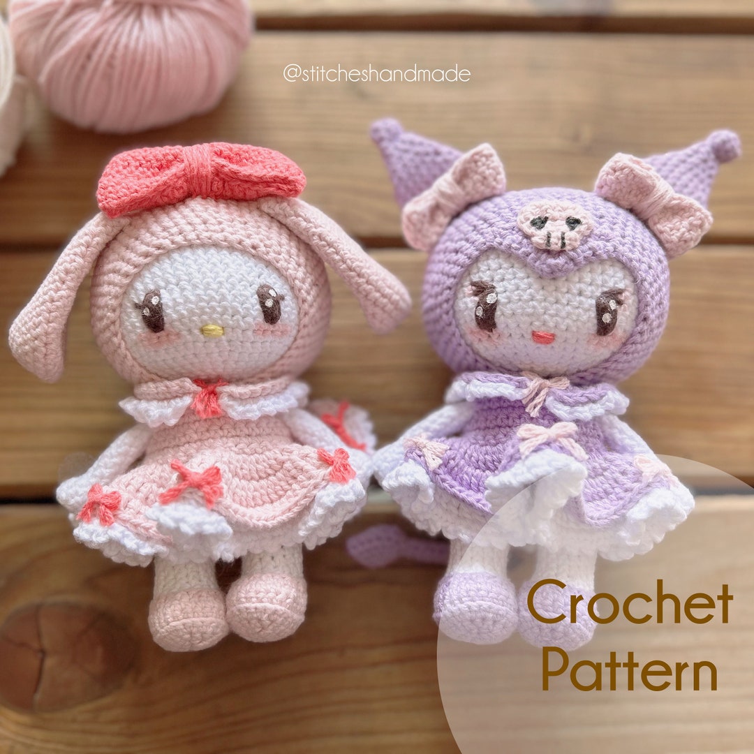 Crochet Amigurumi Pattern / Japanesse Pink an Violet Bunny