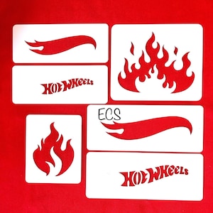 6pcs Fire stencil, Hot wheels stencil, Flame stencil, fire stencil, hotwheels stencil, fire flame stencil, flames stencil, flame