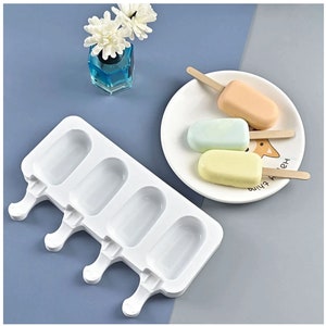 1pc 4-Cavity Ice Cream Shaped Silicone Mold For Diy Ice Pops