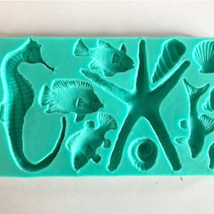 Large seahorse mold, shells mold, fish mold, seawater mold, seahorse mold, seahorse, fondant mold, shell mold, starfish mold