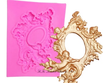 Angel frame mold, cherub mold, frame mold, fondant mold