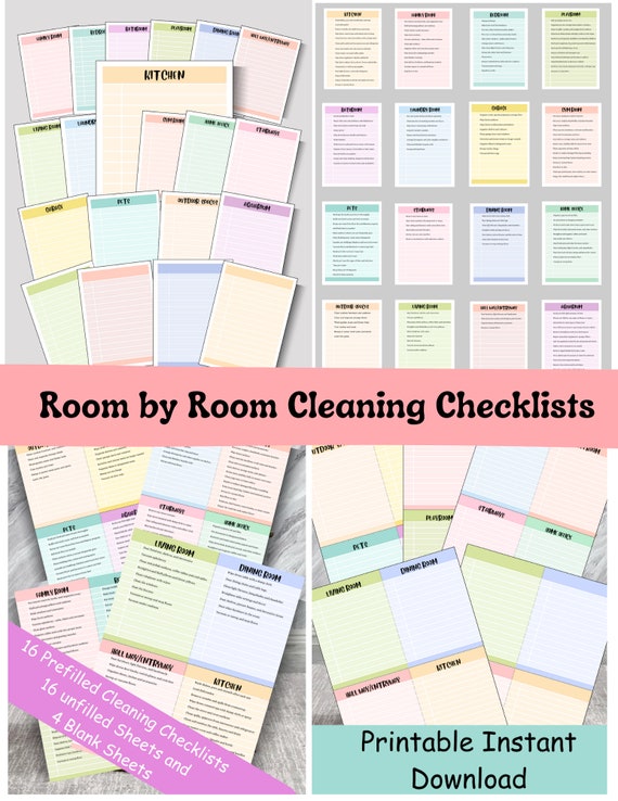 Printable Fillable Cleaning Schedule, Room by Room Cleaning checklist, Cleaning chart, Family Chore Chart, Goodnotes, Cleaning Checklist