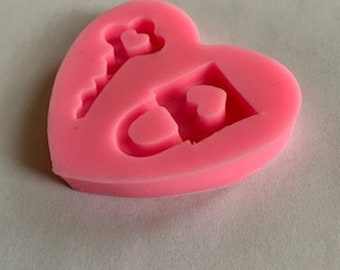 Key silicone mold, key lock silicone mold, fondant mold, diy mold, heart key mold