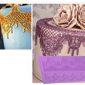 2 tapis en dentelle design, tapis en dentelle, tapis en dentelle pour gâteaux, tapis en dentelle pour gâteaux, tapis en dentelle en sucre