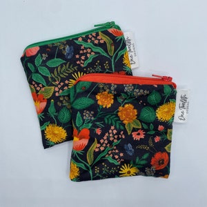 Botanical Garden in Black by Rifle Paper Co | Washable Reusable Bag | Snack Bag | Make Up Bag | Oil Bag | Etc