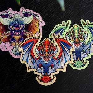 Monster Hunter Aufkleber-Set – Rathalos, Rathian, Nergigante