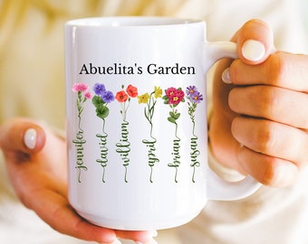 Abuelita's garden personalized gift, Gift for Abuelita, Personalized Abuelita mug, Abuelita gift From Grandkids, birth flower mothers day