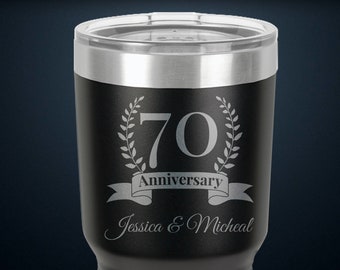 70 year anniversary, seventy year anniversary tumbler, personalized anniversary gift, 70th anniversary gift, 70 years married