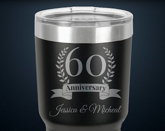 60 year anniversary, sixty year anniversary tumbler, personalized anniversary gift, 60th anniversary gift, 60 years married