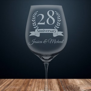 28th Wedding Anniversary Wine Glass Cup 28 Year Gift For Wife Women Her I-32R 