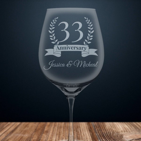 33 Jahre Jubiläumsgeschenk, 33 Jahre Jubiläumsgeschenk, 33 Jahre Jubiläumsgeschenk, Hochzeitstag Weißweinglas, 33 Jahre verheiratet