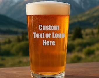 Vaso de cerveza personalizado con texto o logotipo, vaso de pinta personalizado, regalo de vidrio grabado para él, recuerdo de boda, artículos de bar personalizados