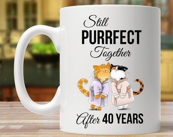 40th anniversary gift for husband, 40th anniversary gift for him, funny anniversary gift men, 40 year anniversary mug, cat lover gift