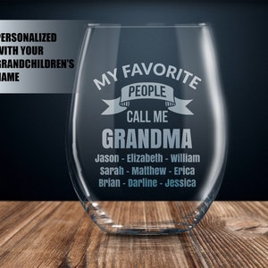 grandma gift, personalized grandma gift, gift for grandma, grandma wine glass, grandma gift ideas, grandkids names, mother&#39;s day