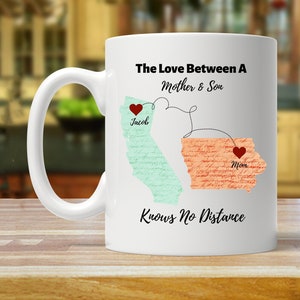 mom gift from son, personalized mom gift, Custom Long Distance Mug, State To State Mug, Long Distance Gift