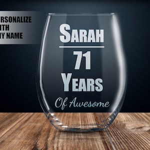 personalized 71st birthday gift, 71st birthday wine glass, 71st birthday gift, 71st birthday party, 71st birthday present, 71 year old