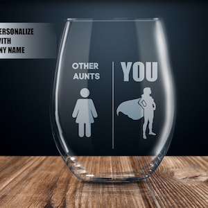 gift for aunt, personalized aunt gift ideas, aunt gift, aunt wine glass, best aunt ever, unicorn aunt birthday present women, mothers day