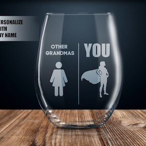 gift for grandma, personalized grandma gift ideas, grandma gift, grandma wine glass, best grandma ever, unicorn grandma birthday for women