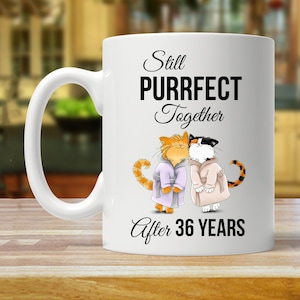 36th anniversary gift for husband, 36th anniversary gift for him, funny anniversary gift men, 36 year anniversary mug, cat lover gift