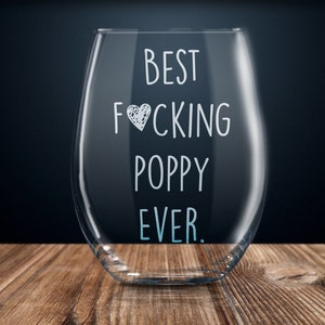 funny poppy gift, poppy gift, gift for poppy, poppy wine glass
