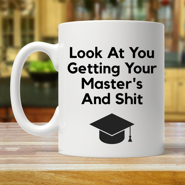 masters degree gift, master's degree graduation gift, masters degree mug, masters degree gift idea, funny coffee cup, masters degree mugs