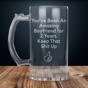 2 year anniversary gift for boyfriend, 2nd anniversary gift for him, two year anniversary beer mug, funny anniversary gift men, valentines