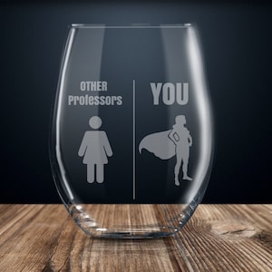 personalized gift for professor, custom professor gift ideas, professor gift for her, professor wine glass, best professor