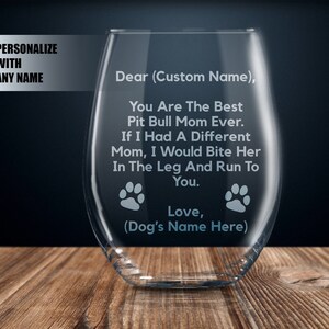 Pit Bull gift for women, Pit Bull wine glass, Pit Bull gift for her, Pit Bull mom, personalized Pit Bull gift, Pit Bull lover, pit bull gift
