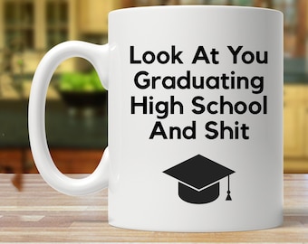 high school graduation gift, graduation gifts, graduation mug, graduation gift idea, graduate coffee cup, funny graduate mugs