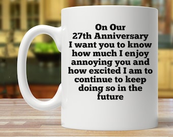 27th anniversary gift for husband, 27th anniversary gift for him, funny anniversary gift men, 27 year anniversary mug, 27 married gift idea