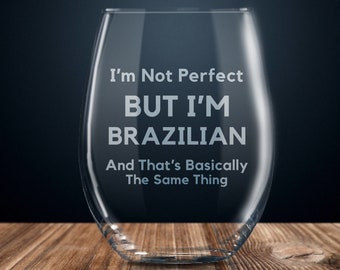 Regalo brasileño, regalo para brasileño, orgullo brasileño, bandera brasileña, copa de vino brasileña, orgulloso brasileño, amo Brasil, divertido regalo de Brasil