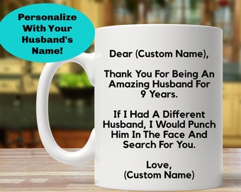 9 year anniversary Personalized gift for husband, 9th anniversary gift for him, funny 9 year anniversary gift for husband