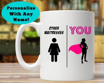 waitress gift, personalized waitress gift, waitress mug