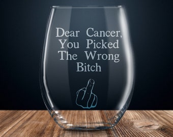 cancer survivor gift, breast cancer survivor, breast cancer, cancer wine glass, chemo survivor, chemotherapy gift, Cancer Awareness