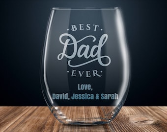 personalized dad gift, best dad ever, gift for dad, dad gift, best father ever, dad wine glass, dad gift ideas, father's day gift