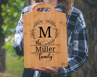 family name cutting board, customized family cutting board, custom cutting board, personalized cutting board, custom engraved cutting board