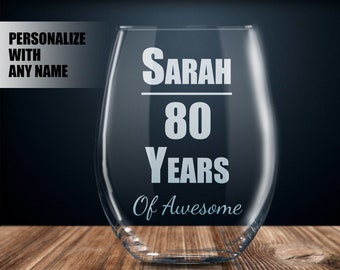 presente de aniversário de 80 anos personalizado, copo de vinho de 80 anos, presente de 80 anos, festa de 80 anos, presente de 80 anos, 80 anos